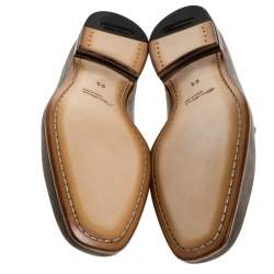 Pre Owned Santoni Grey Nubuck Leather Penny Slip On Loafers Size 40.5