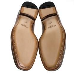 Pre Owned حذاء لوفرز سانتوني سليب أون بيني جلد نوبوك رمادي مقاس 42.5