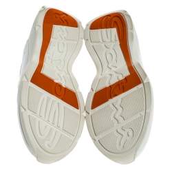 Pre Owned Santoni White Leather Low Top Sneakers Size 40.5