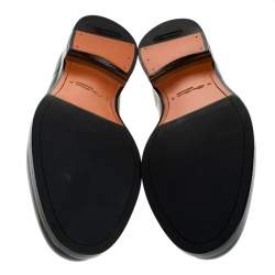 Pre Owned Santoni Grey Leather Tassel Detail Slip On Loafers Size 44