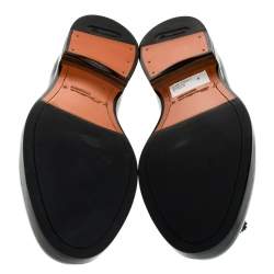 Santoni Grey Leather Tassel Detail Slip On Loafers Size 40