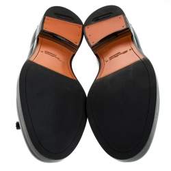 Santoni Grey Leather Tassel Detail Slip On Loafers Size 41.5 