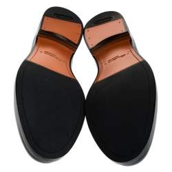 Pre Owned Santoni Grey Leather Tassel Detail Slip On Loafers Size 43.5