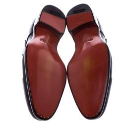 Pre Owned Santoni Burgundy Leather Double Buckle Monk Derby Size 44