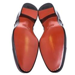 Pre Owned Santoni Burgundy Leather Double Buckle Derby Monk Size 43