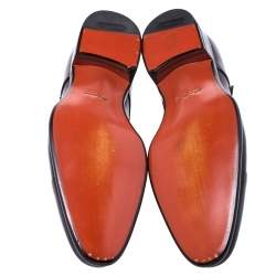 Pre Owned Santoni Burgundy Leather Double Buckle Derby Monk Size 43.5