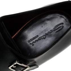 Santoni Olive Green Leather Double Buckle Monk Derby Size 44.5