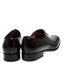 Santoni Black Patent Leather Lace Up Oxfords Size 39