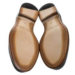 Santoni Brown Leather Tassel Detail Slip On Loafers Size 42.5