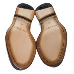 Santoni Brown Leather Tassel Detail Slip On Loafers Size 40.5
