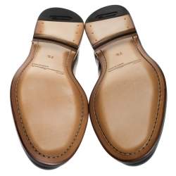 Santoni Brown Leather Tassel Detail Slip On Loafers Size 41.5
