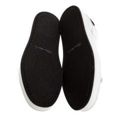 Pre Owned Santoni White Perforated Leather Low Top Sneakers Size 41.5