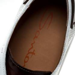 Santoni White Perforated Leather Low Top Sneakers Size 40.5