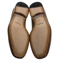 Pre Owned Santoni Grey Nubuck Leather Penny Slip On Loafers Size 41