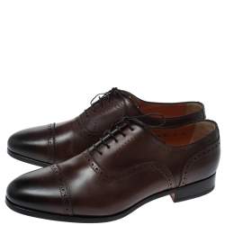 Santoni Brown Brogue Leather Lace Up Oxford Size 43
