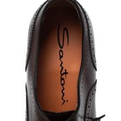 Santoni Brown Brogue Leather Lace Up Oxford Size 43