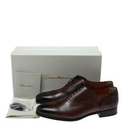 Santoni Brown Brogue Leather Lace Up Oxford Size 43