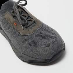 Santoni Grey Knit Fabric Low Top Sneakers Size 41.5