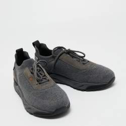 Santoni Grey Knit Fabric Low Top Sneakers Size 41.5