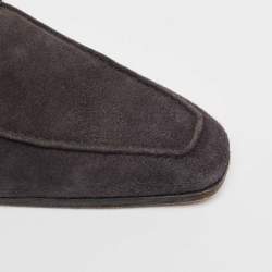 Santoni Grey Suede Penny Slip On Loafers Size 43.5