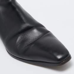 Santoni Black Leather Ankle Boots Size 43
