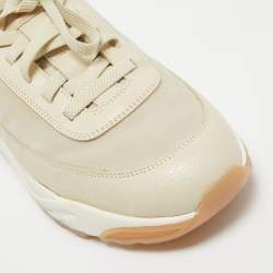 Santoni Beige Leather and Suede Low Top Sneakers Size 41