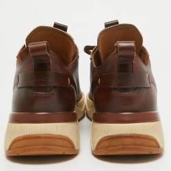 Santoni Brown Ombre Leather Low Top Sneakers Size 41