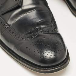 Santoni Black Leather Lace Up Oxfords Size 42