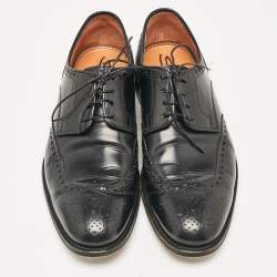 Santoni Black Leather Lace Up Oxfords Size 42