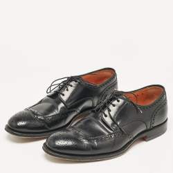 Santoni Black Leather Lace Up Oxfords Size 42
