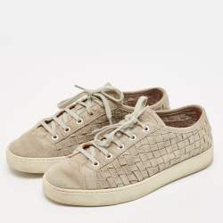 Santoni Grey Suede Low Top Sneakers Size 40