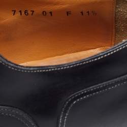 Santoni Black Leather Lace Up Oxfords Size 45.5