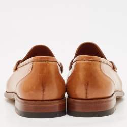 Santoni Tan Leather Penny Slip On Loafers Size 40.5
