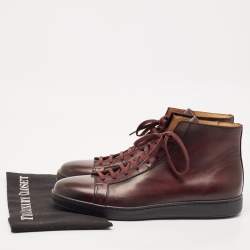 Pre Owned Santoni Burgundy Ombre Leather High Top Sneakers Size 44