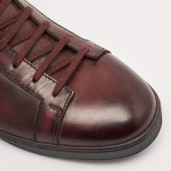 Pre Owned Santoni Burgundy Ombre Leather High Top Sneakers Size 44
