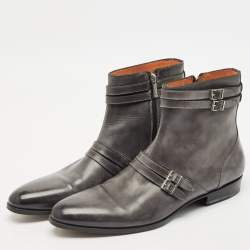 Santoni Grey Ombre Leather Ankle Boots Size 44