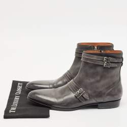 Santoni Grey Ombre Leather Ankle Boots Size 44