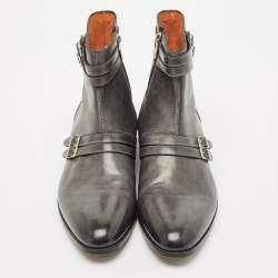 Santoni Grey Ombre Leather Ankle Boots Size 44