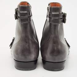 Santoni Grey Ombre Leather Ankle Boots Size 44