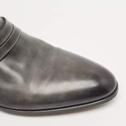 Santoni Grey Ombre Leather Ankle Boots Size 44