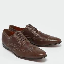 Santoni Brown Leather Brogues  Lace Up Oxford Size 42.5
