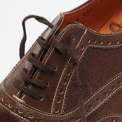 Santoni Brown Leather Brogues  Lace Up Oxford Size 42.5