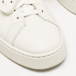 Pre Owned Santoni White/Navy Blue Leather Donni Lace Up Sneakers Size 42