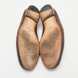 Santoni Ombre Brown Woven Leather Slip On Penny Loafers Size 40.5
