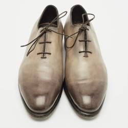 Santoni Beige/Brown Ombre Leather Lace Up Oxfords Size 41.5
