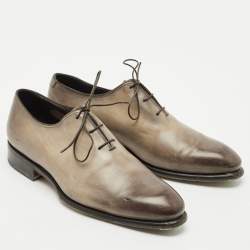Santoni Beige/Brown Ombre Leather Lace Up Oxfords Size 41.5