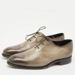 Santoni Beige/Brown Ombre Leather Lace Up Oxfords Size 41.5