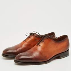 Pre Owned Santoni Ombre Brown Leather Lace Oxfords Size 41.5