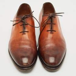 Pre Owned Santoni Ombre Brown Leather Lace Oxfords Size 41.5
