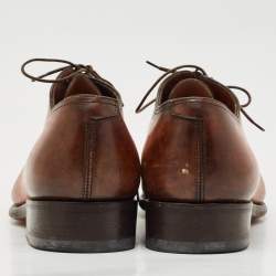 Pre Owned Santoni Ombre Brown Leather Lace Oxfords Size 41.5